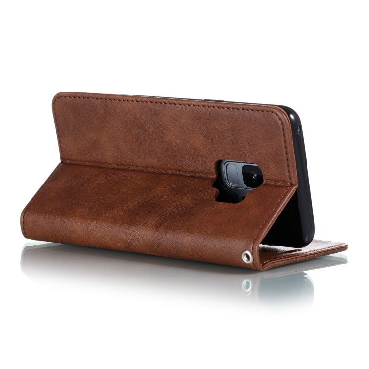 For Galaxy S9 Splicing Color Magnetic Hem Horizontal Flip Leather Case with Holder & Card Slots
