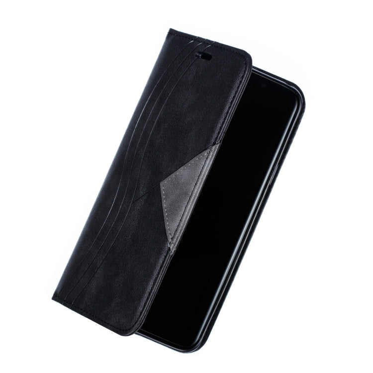 For Galaxy S9 Plus Splicing Color Magnetic Hem Horizontal Flip Leather Case with Holder & Card Slots