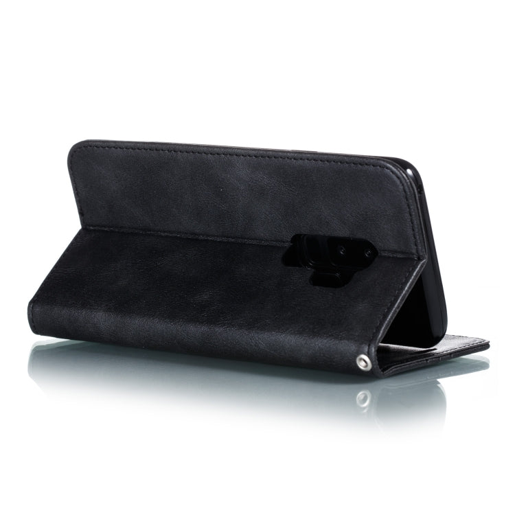 For Galaxy S9 Plus Splicing Color Magnetic Hem Horizontal Flip Leather Case with Holder & Card Slots