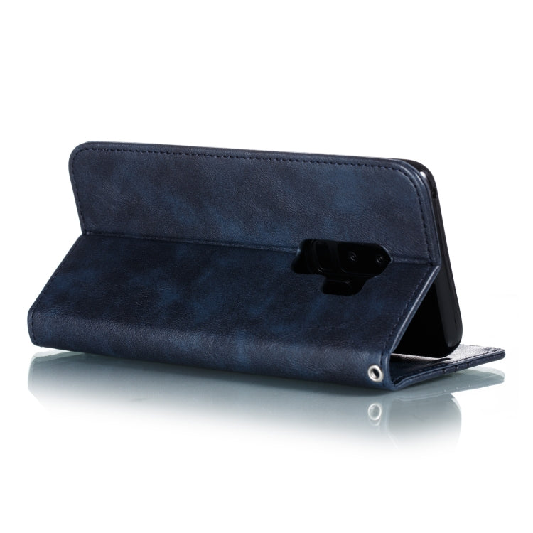 For Galaxy S9 Plus Splicing Color Magnetic Hem Horizontal Flip Leather Case with Holder & Card Slots