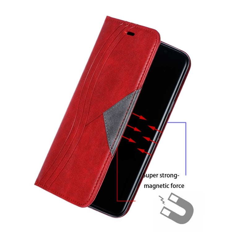 For Galaxy S9 Plus Splicing Color Magnetic Hem Horizontal Flip Leather Case with Holder & Card Slots