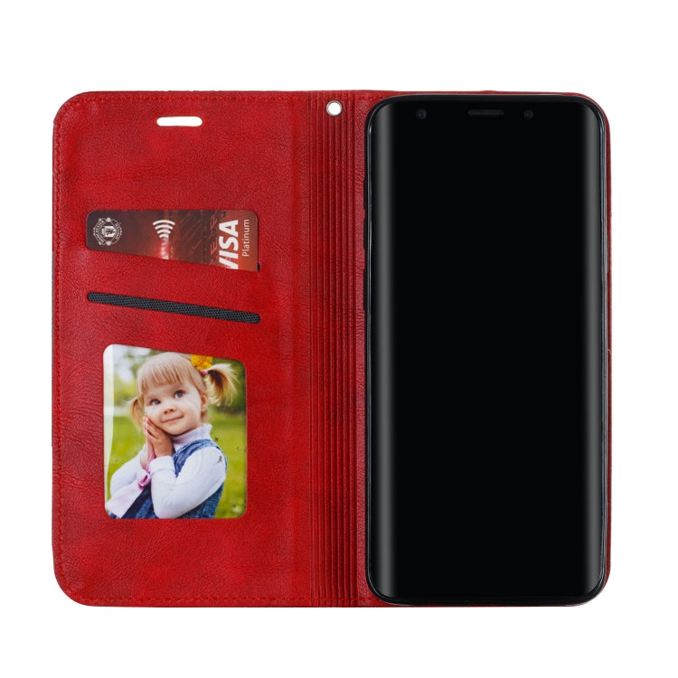 For Galaxy S9 Plus Splicing Color Magnetic Hem Horizontal Flip Leather Case with Holder & Card Slots