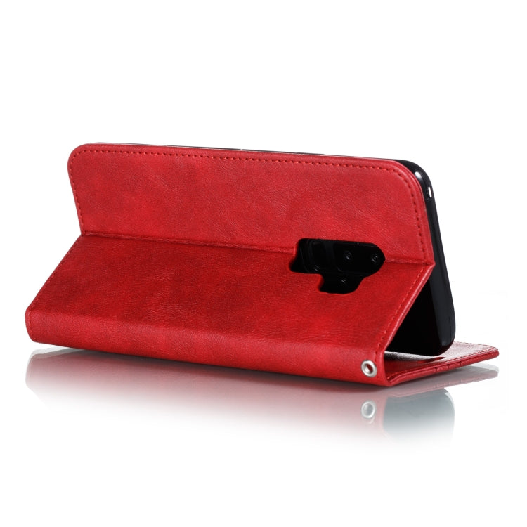 For Galaxy S9 Plus Splicing Color Magnetic Hem Horizontal Flip Leather Case with Holder & Card Slots