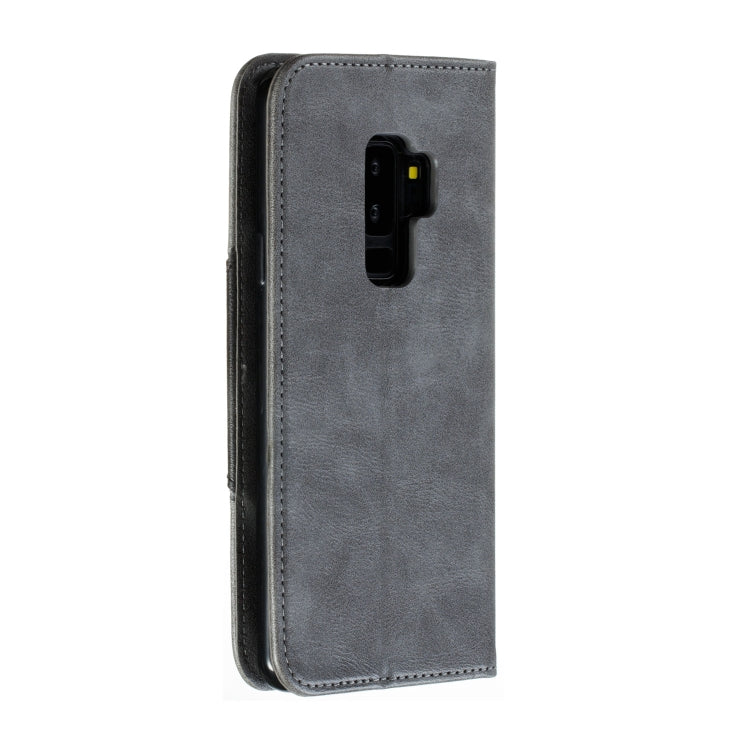 For Galaxy S9 Plus Splicing Color Magnetic Hem Horizontal Flip Leather Case with Holder & Card Slots