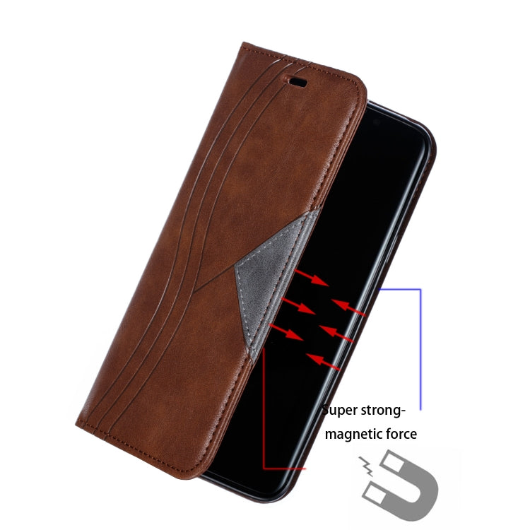 For Galaxy S9 Plus Splicing Color Magnetic Hem Horizontal Flip Leather Case with Holder & Card Slots