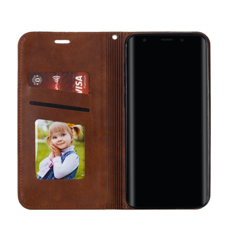 For Galaxy S9 Plus Splicing Color Magnetic Hem Horizontal Flip Leather Case with Holder & Card Slots