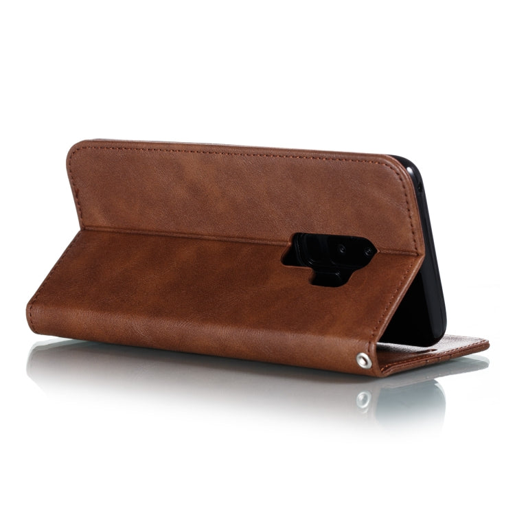 For Galaxy S9 Plus Splicing Color Magnetic Hem Horizontal Flip Leather Case with Holder & Card Slots