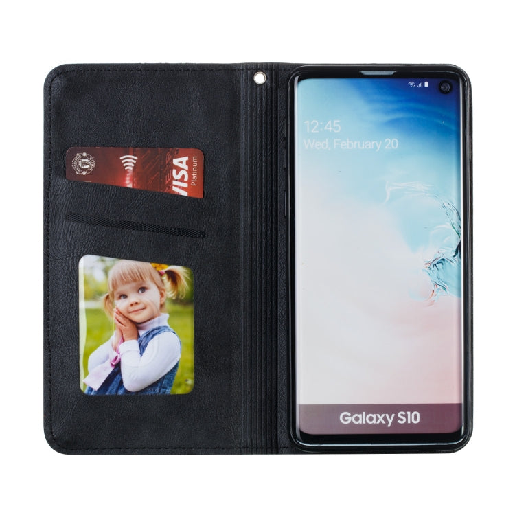 For Galaxy S10 Splicing Color Magnetic Hem Horizontal Flip Leather Case with Holder & Card Slots
