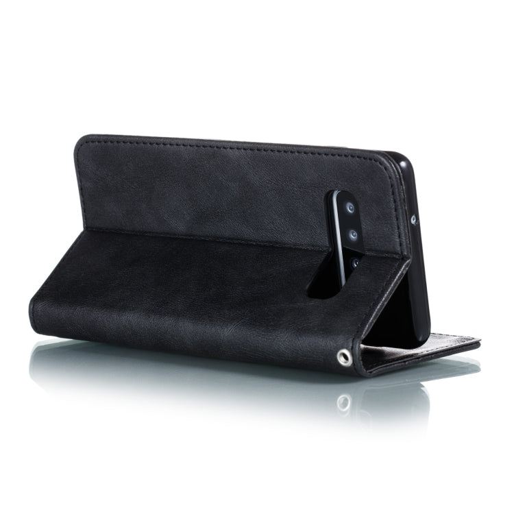 For Galaxy S10 Splicing Color Magnetic Hem Horizontal Flip Leather Case with Holder & Card Slots