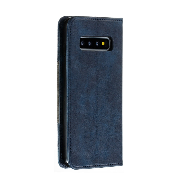 For Galaxy S10 Splicing Color Magnetic Hem Horizontal Flip Leather Case with Holder & Card Slots