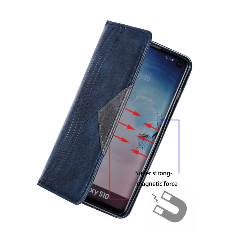 For Galaxy S10 Splicing Color Magnetic Hem Horizontal Flip Leather Case with Holder & Card Slots