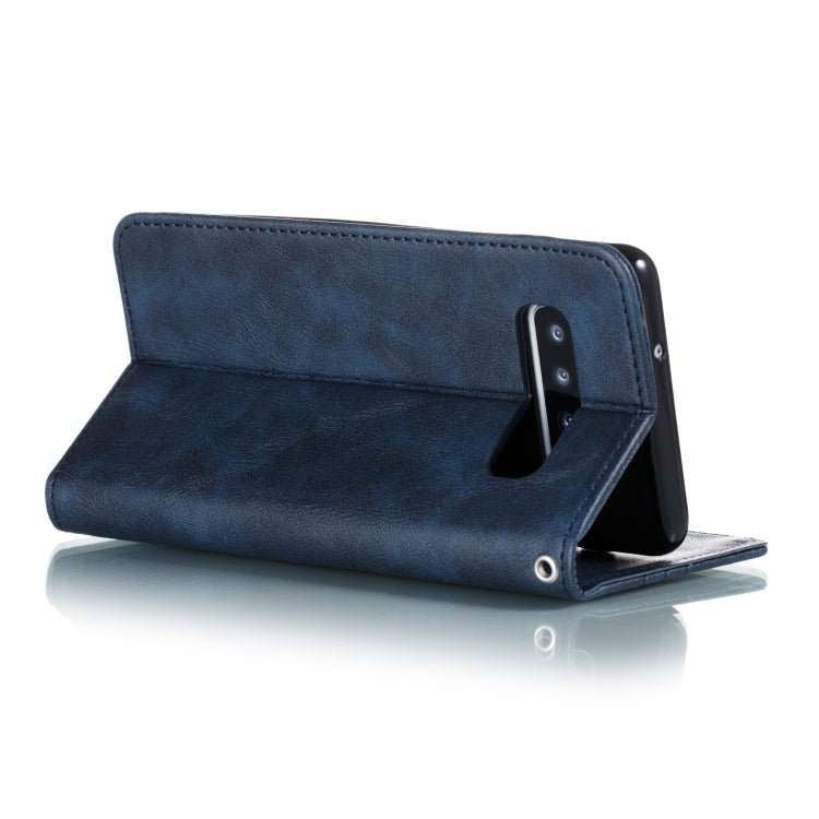 For Galaxy S10 Splicing Color Magnetic Hem Horizontal Flip Leather Case with Holder & Card Slots
