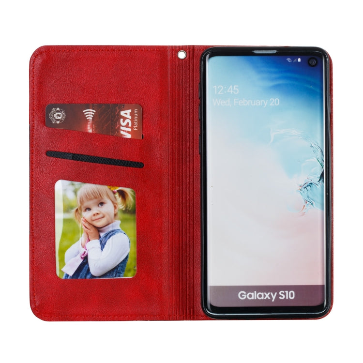 For Galaxy S10 Splicing Color Magnetic Hem Horizontal Flip Leather Case with Holder & Card Slots