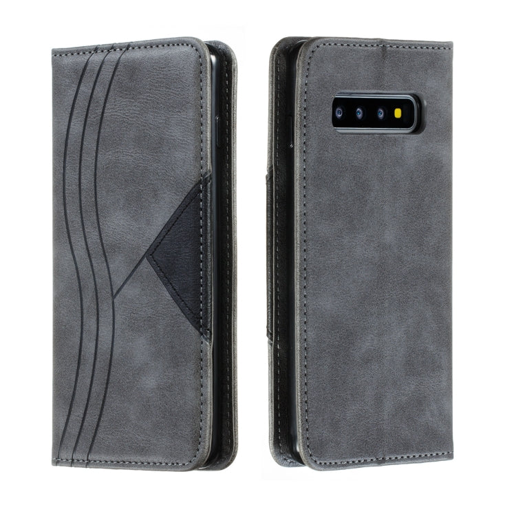 For Galaxy S10 Splicing Color Magnetic Hem Horizontal Flip Leather Case with Holder & Card Slots