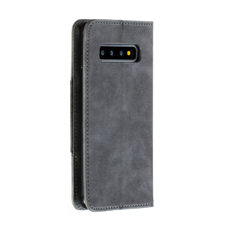 For Galaxy S10 Splicing Color Magnetic Hem Horizontal Flip Leather Case with Holder & Card Slots