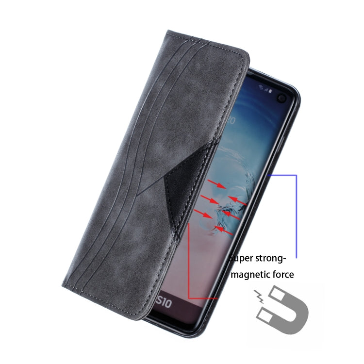 For Galaxy S10 Splicing Color Magnetic Hem Horizontal Flip Leather Case with Holder & Card Slots
