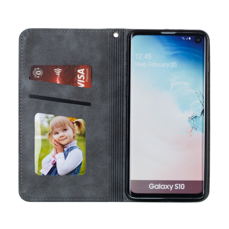 For Galaxy S10 Splicing Color Magnetic Hem Horizontal Flip Leather Case with Holder & Card Slots