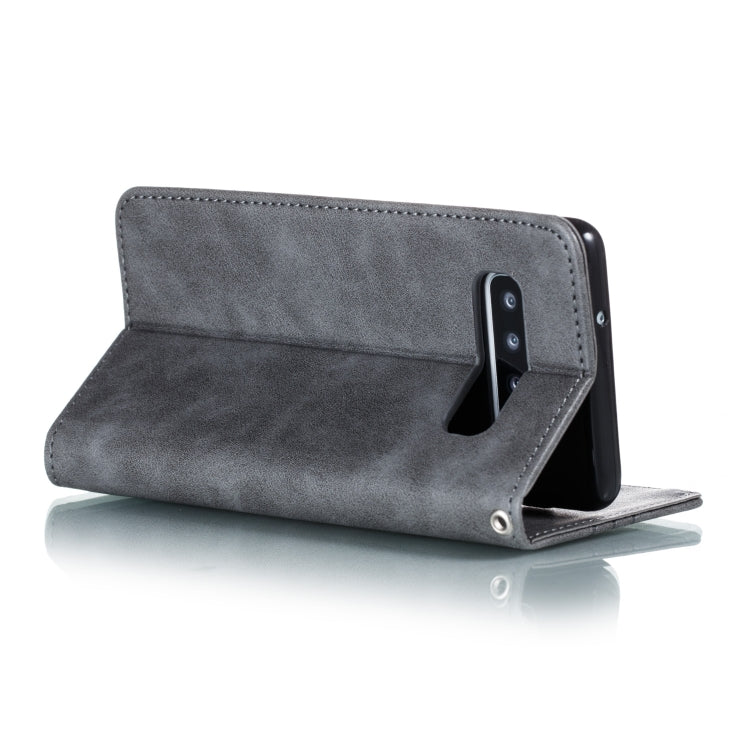 For Galaxy S10 Splicing Color Magnetic Hem Horizontal Flip Leather Case with Holder & Card Slots