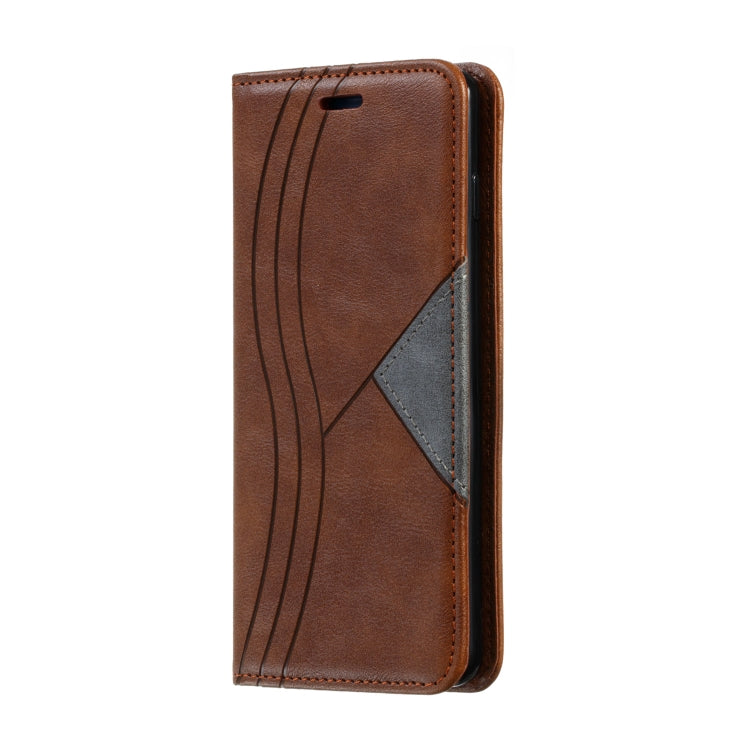 For Galaxy S10 Splicing Color Magnetic Hem Horizontal Flip Leather Case with Holder & Card Slots