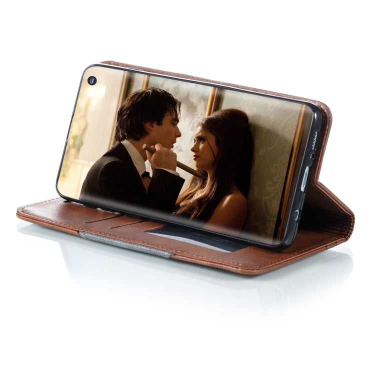 For Galaxy S10 Splicing Color Magnetic Hem Horizontal Flip Leather Case with Holder & Card Slots