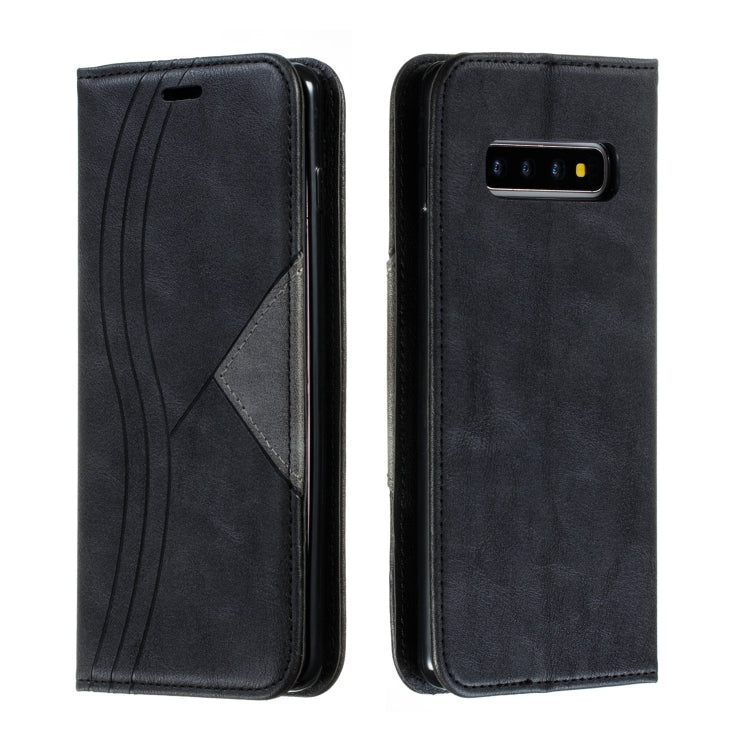 For Galaxy S10 Plus Splicing Color Magnetic Hem Horizontal Flip Leather Case with Holder & Card Slots