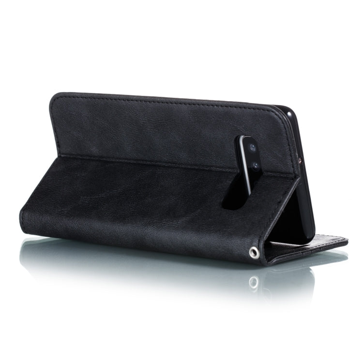 For Galaxy S10 Plus Splicing Color Magnetic Hem Horizontal Flip Leather Case with Holder & Card Slots