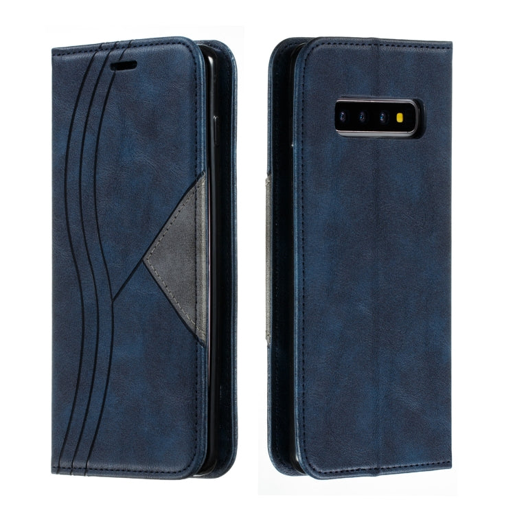 For Galaxy S10 Plus Splicing Color Magnetic Hem Horizontal Flip Leather Case with Holder & Card Slots