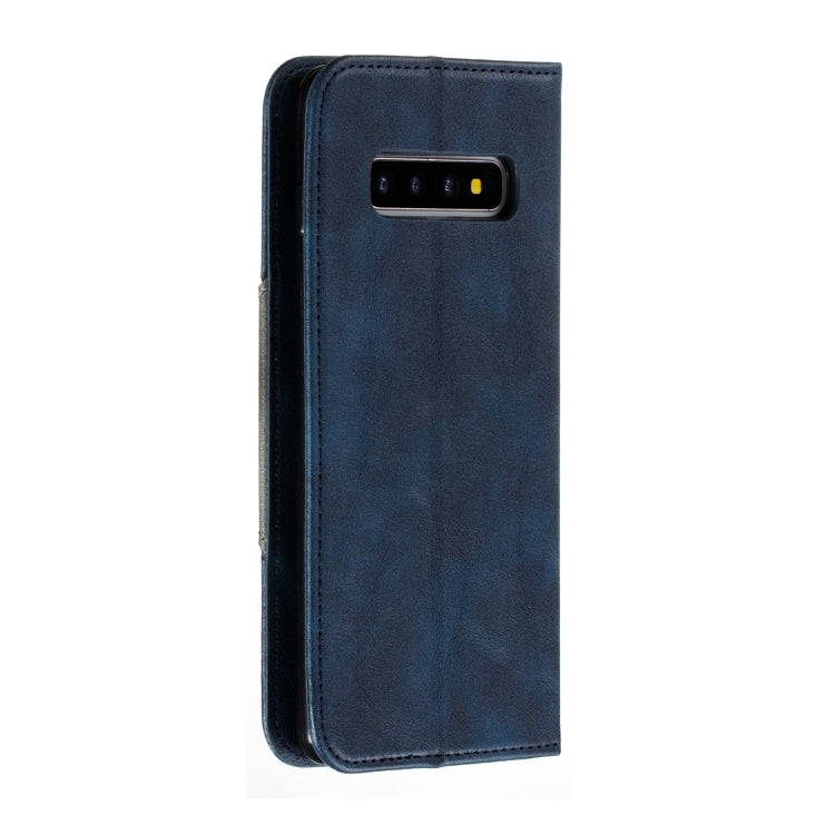 For Galaxy S10 Plus Splicing Color Magnetic Hem Horizontal Flip Leather Case with Holder & Card Slots