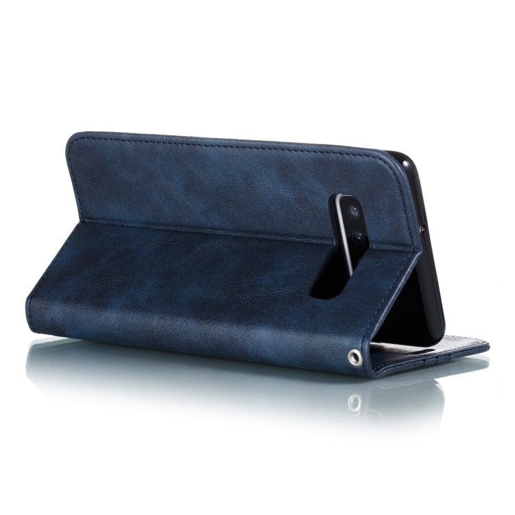 For Galaxy S10 Plus Splicing Color Magnetic Hem Horizontal Flip Leather Case with Holder & Card Slots