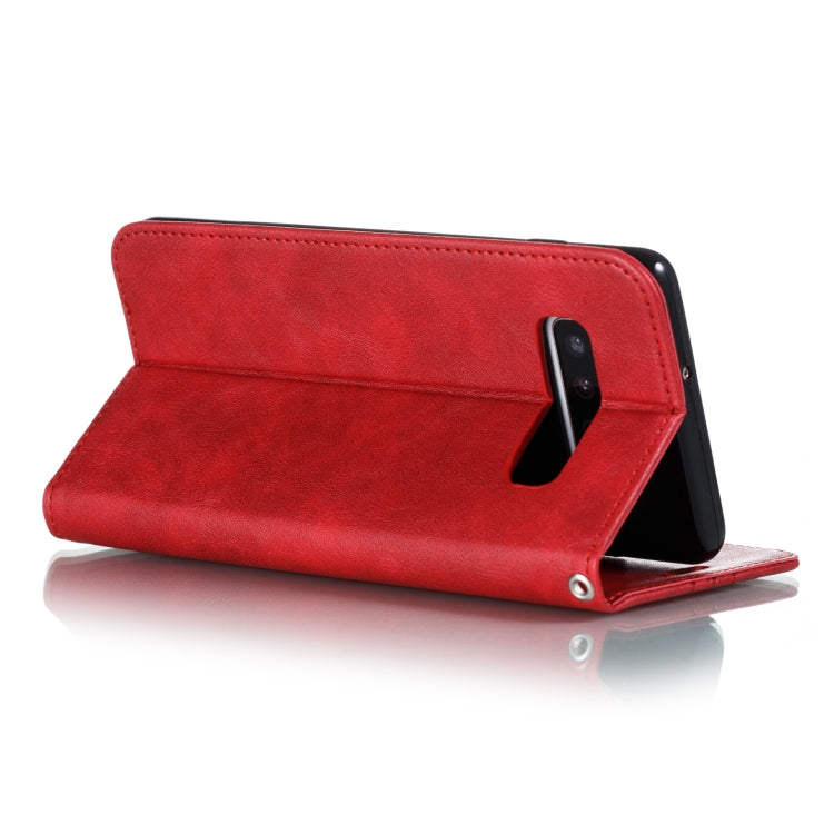 For Galaxy S10 Plus Splicing Color Magnetic Hem Horizontal Flip Leather Case with Holder & Card Slots