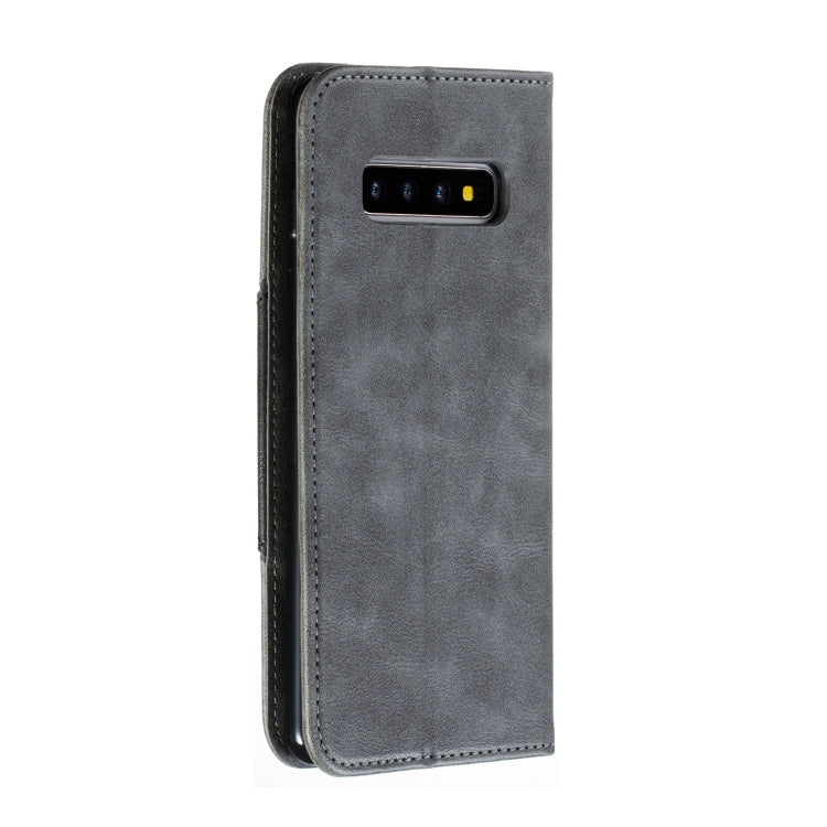 For Galaxy S10 Plus Splicing Color Magnetic Hem Horizontal Flip Leather Case with Holder & Card Slots