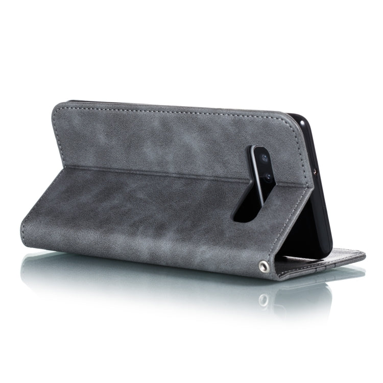 For Galaxy S10 Plus Splicing Color Magnetic Hem Horizontal Flip Leather Case with Holder & Card Slots