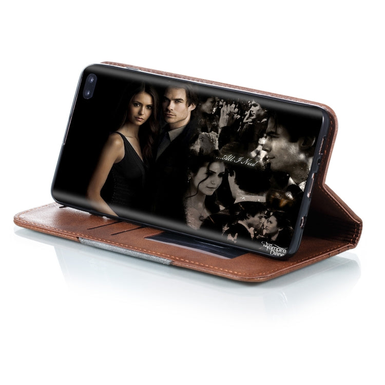 For Galaxy S10 Plus Splicing Color Magnetic Hem Horizontal Flip Leather Case with Holder & Card Slots