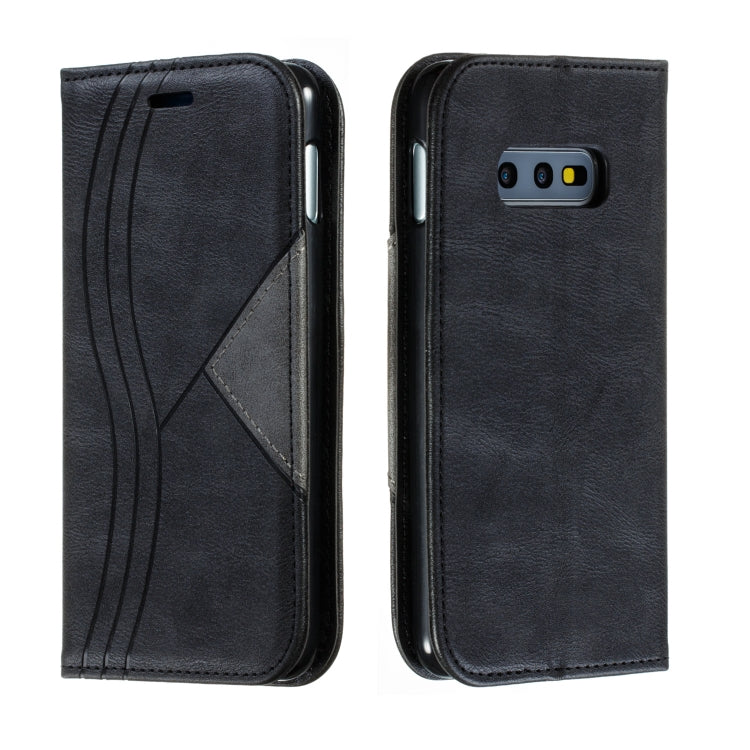For Galaxy S10e Splicing Color Magnetic Hem Horizontal Flip Leather Case with Holder & Card Slots