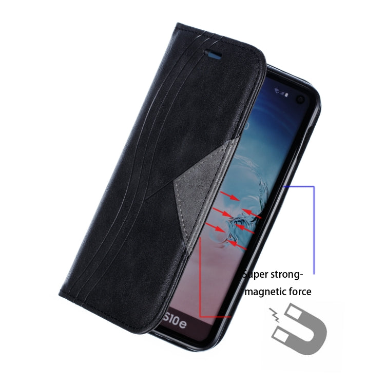 For Galaxy S10e Splicing Color Magnetic Hem Horizontal Flip Leather Case with Holder & Card Slots