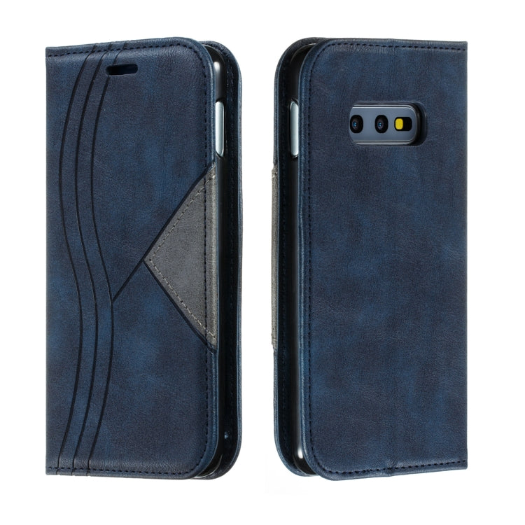 For Galaxy S10e Splicing Color Magnetic Hem Horizontal Flip Leather Case with Holder & Card Slots