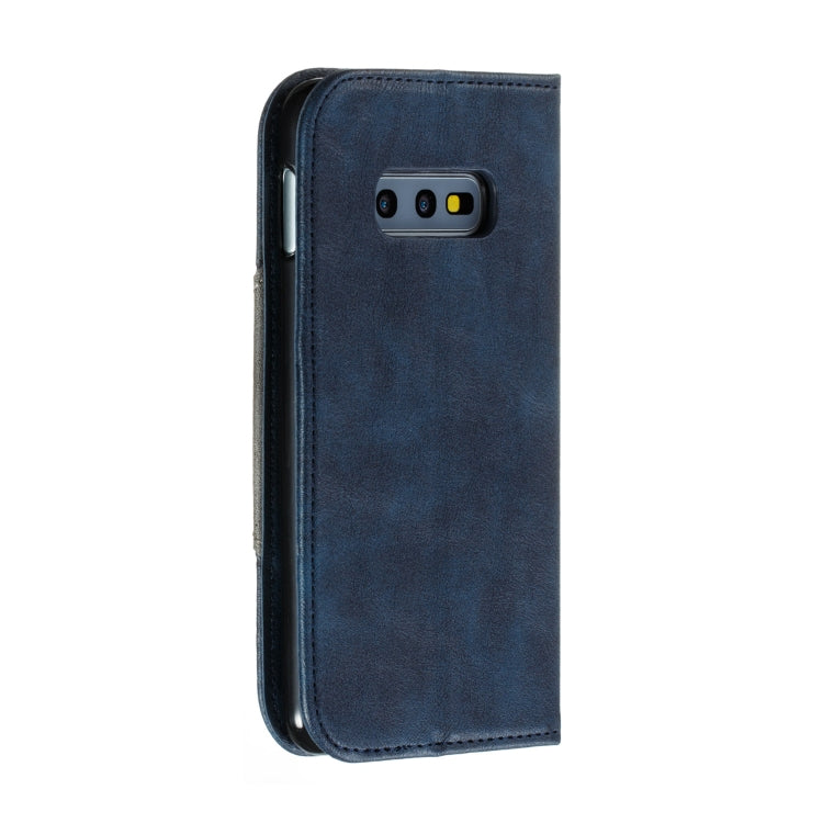 For Galaxy S10e Splicing Color Magnetic Hem Horizontal Flip Leather Case with Holder & Card Slots