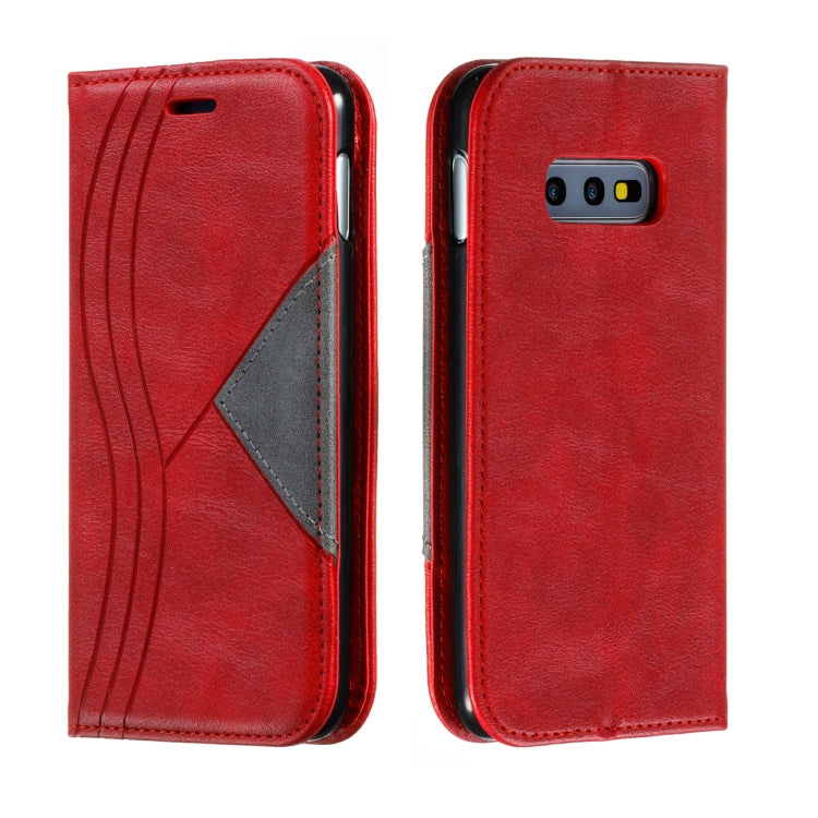 For Galaxy S10e Splicing Color Magnetic Hem Horizontal Flip Leather Case with Holder & Card Slots