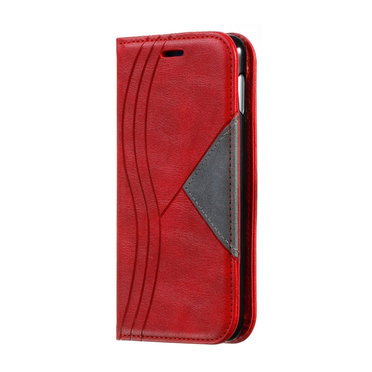 For Galaxy S10e Splicing Color Magnetic Hem Horizontal Flip Leather Case with Holder & Card Slots