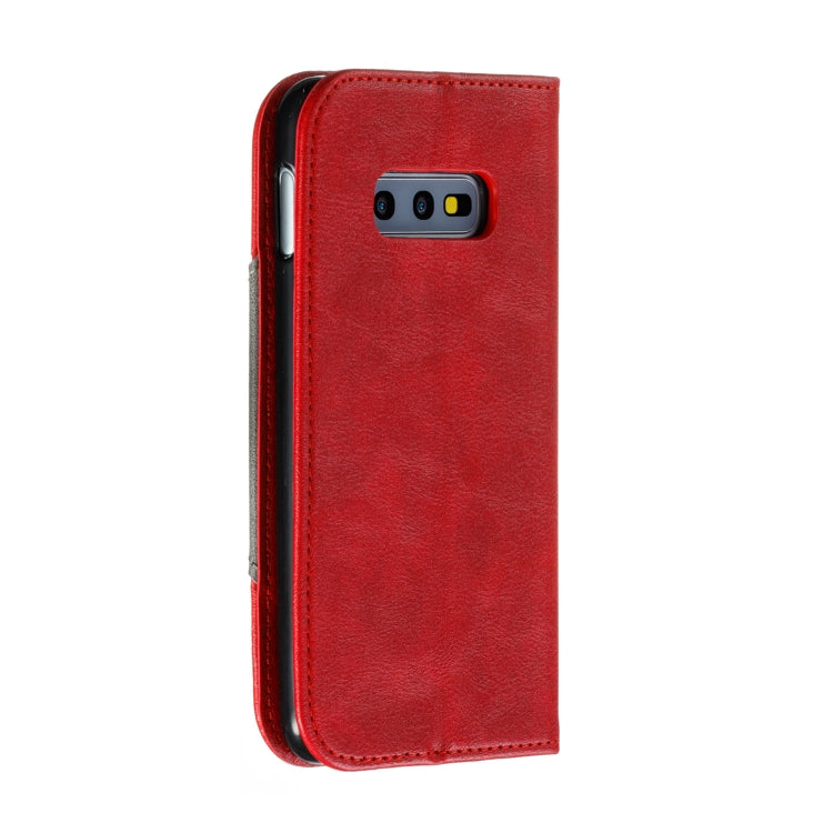 For Galaxy S10e Splicing Color Magnetic Hem Horizontal Flip Leather Case with Holder & Card Slots