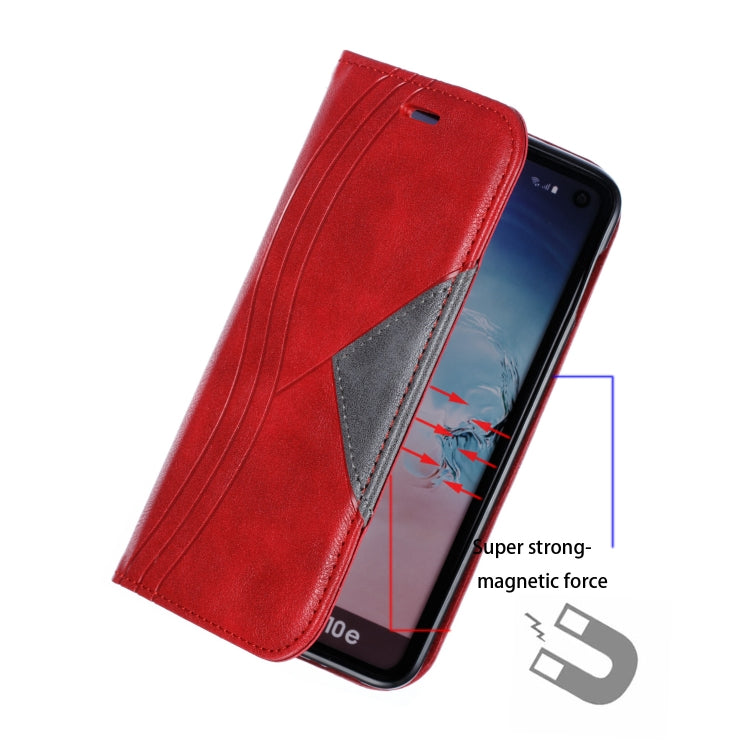 For Galaxy S10e Splicing Color Magnetic Hem Horizontal Flip Leather Case with Holder & Card Slots