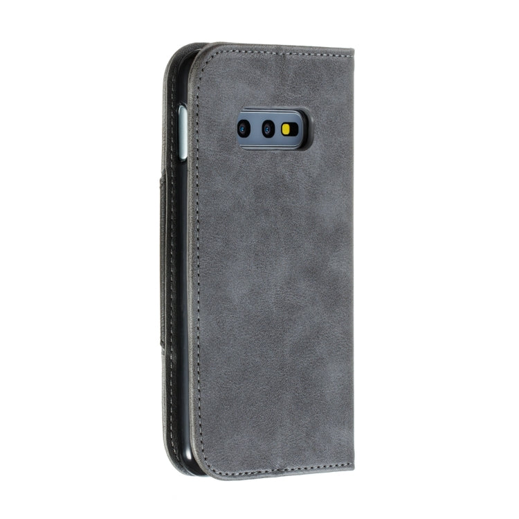 For Galaxy S10e Splicing Color Magnetic Hem Horizontal Flip Leather Case with Holder & Card Slots