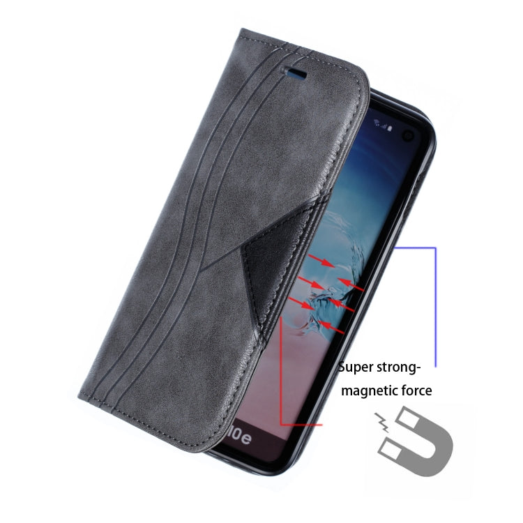 For Galaxy S10e Splicing Color Magnetic Hem Horizontal Flip Leather Case with Holder & Card Slots