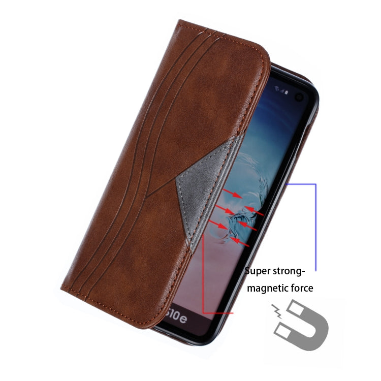 For Galaxy S10e Splicing Color Magnetic Hem Horizontal Flip Leather Case with Holder & Card Slots