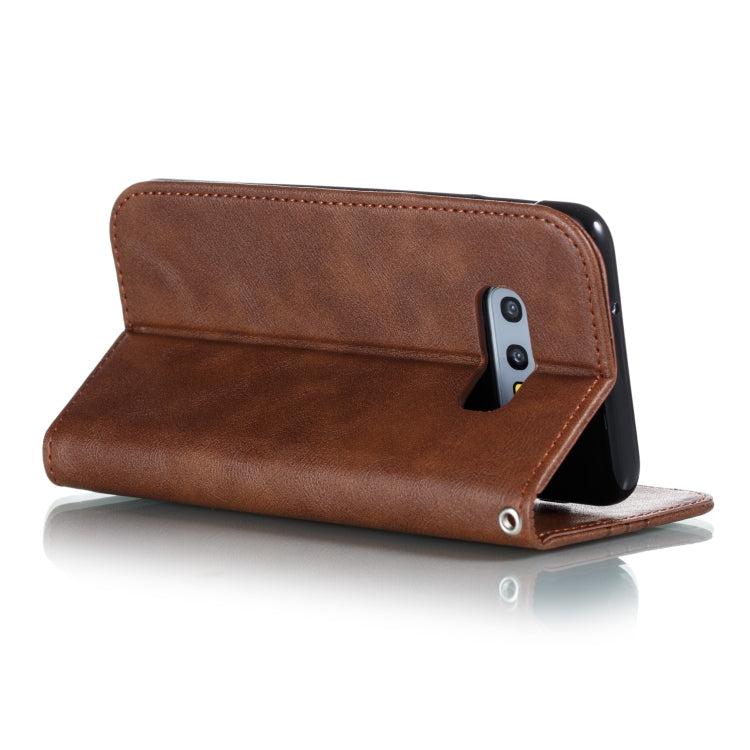 For Galaxy S10e Splicing Color Magnetic Hem Horizontal Flip Leather Case with Holder & Card Slots