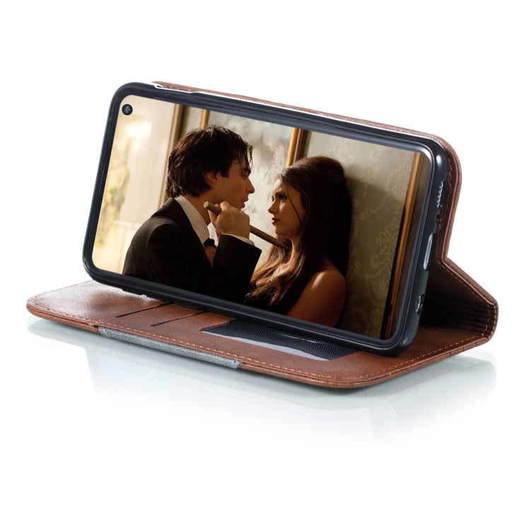 For Galaxy S10e Splicing Color Magnetic Hem Horizontal Flip Leather Case with Holder & Card Slots