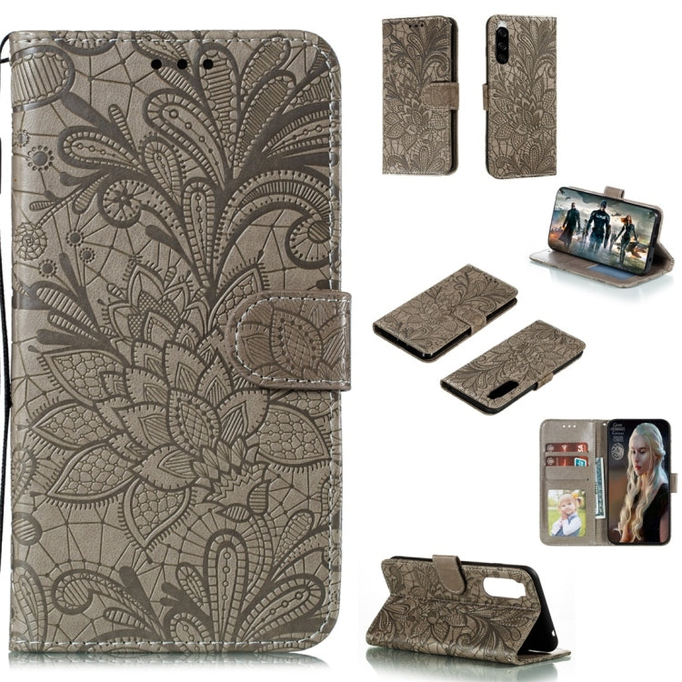 For Sony Xperia 5 Lace Flower Horizontal Flip Leather Case with Holder & Card Slots & Wallet & Photo Frame