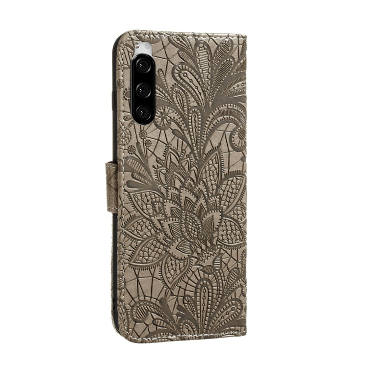 For Sony Xperia 5 Lace Flower Horizontal Flip Leather Case with Holder & Card Slots & Wallet & Photo Frame