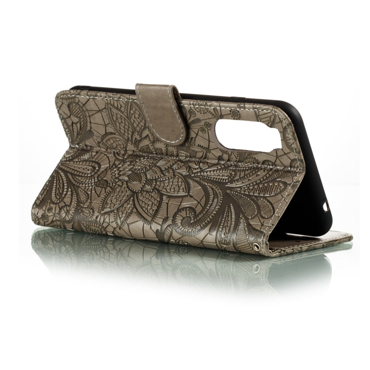For Sony Xperia 5 Lace Flower Horizontal Flip Leather Case with Holder & Card Slots & Wallet & Photo Frame