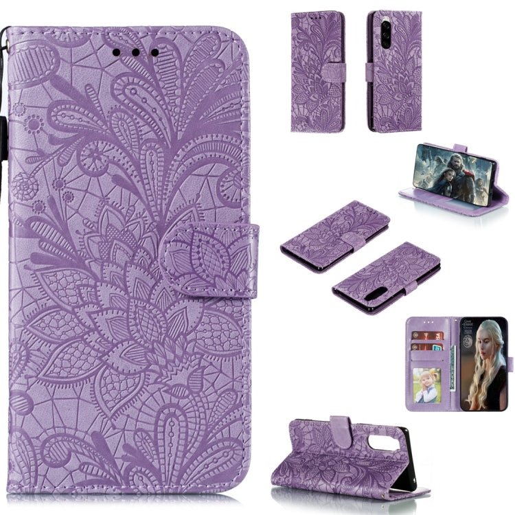 For Sony Xperia 5 Lace Flower Horizontal Flip Leather Case with Holder & Card Slots & Wallet & Photo Frame
